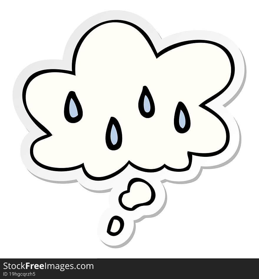 cartoon rain and thought bubble as a printed sticker