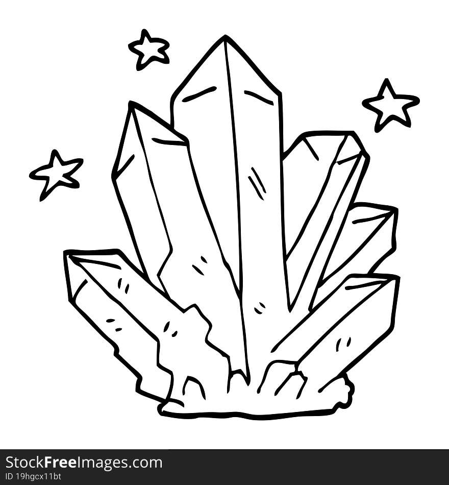 line drawing cartoon magic crystal