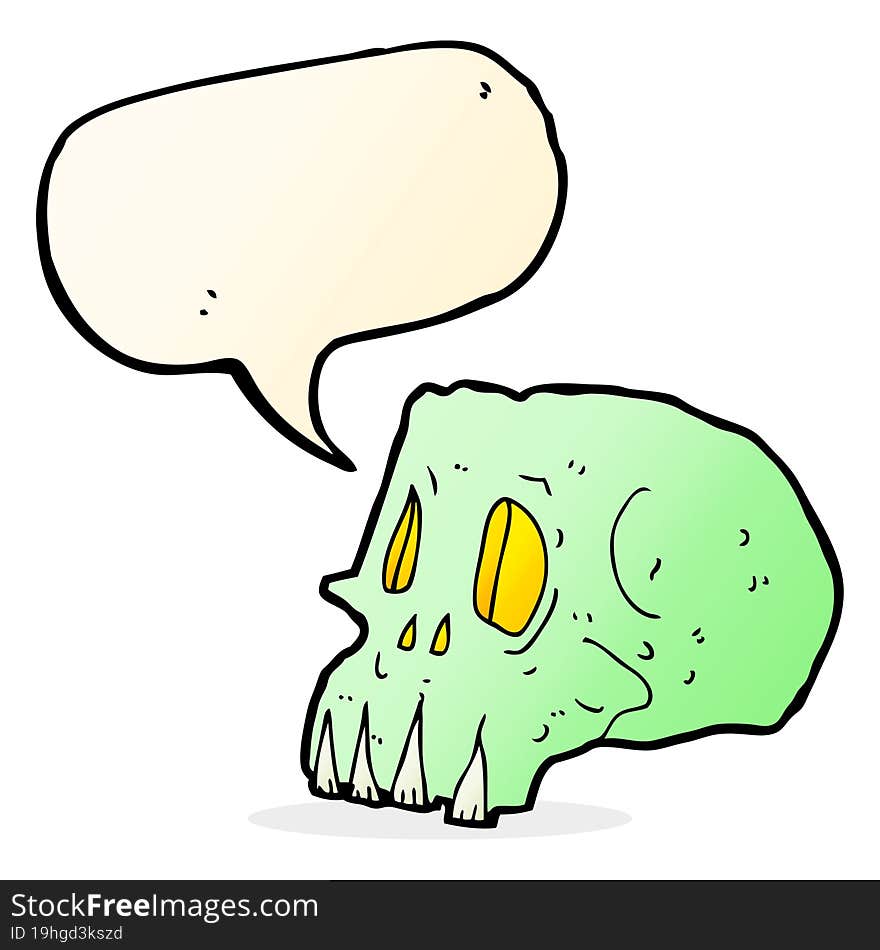 cartoon spooky skull with speech bubble