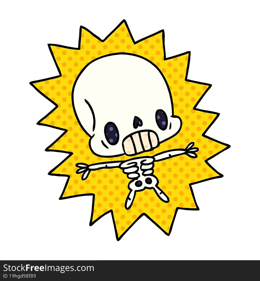 Cartoon Kawaii Electrocuted Skeleton