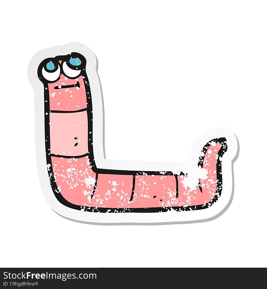 retro distressed sticker of a cartoon worm