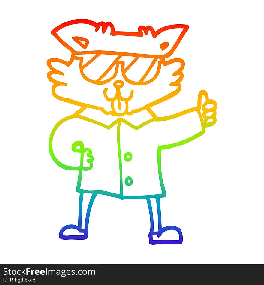 rainbow gradient line drawing cartoon cool cat