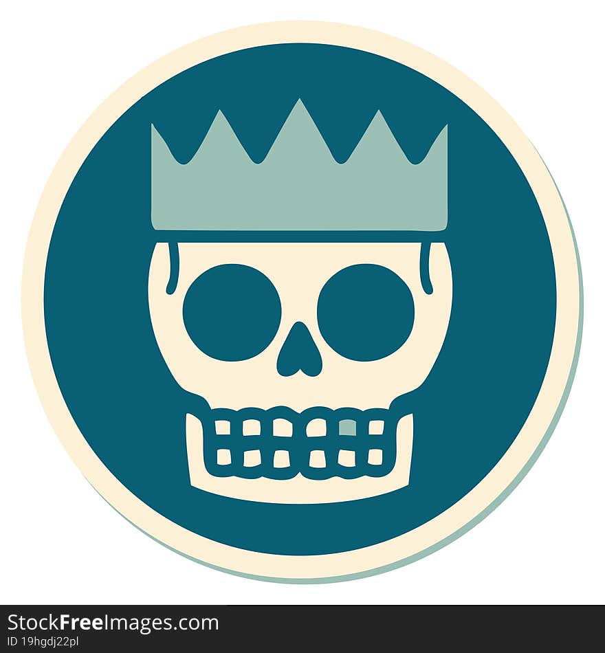 Tattoo Style Sticker Of A Skull And Crown