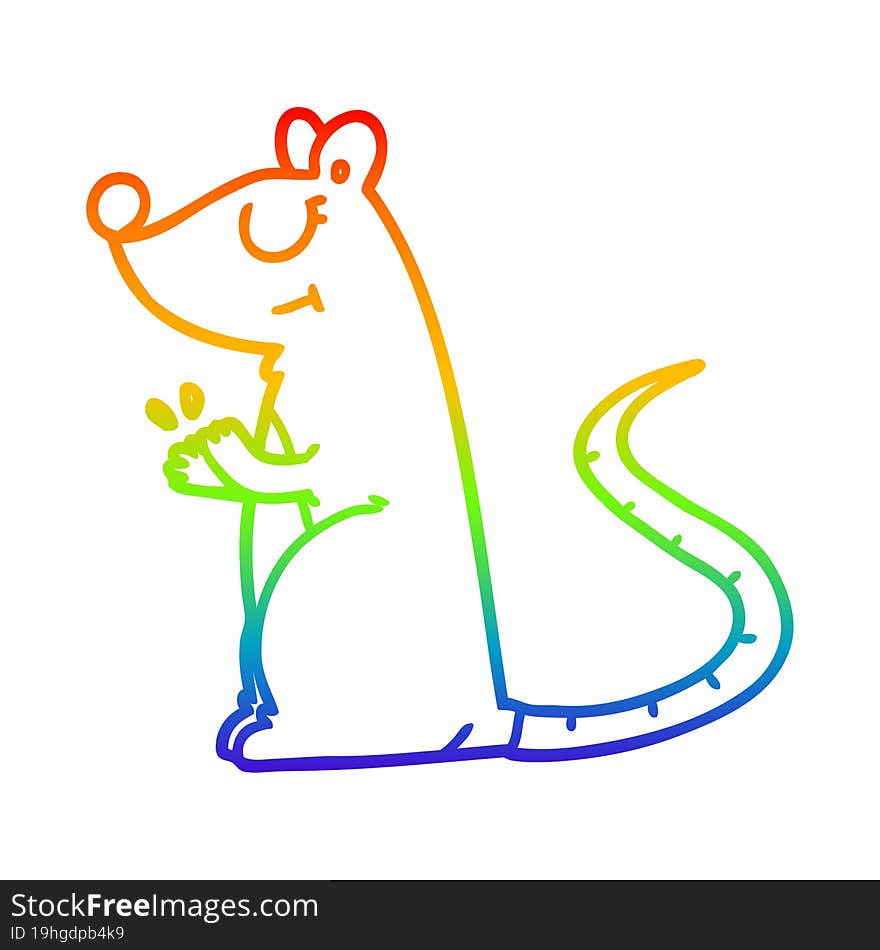 rainbow gradient line drawing cartoon white mouse