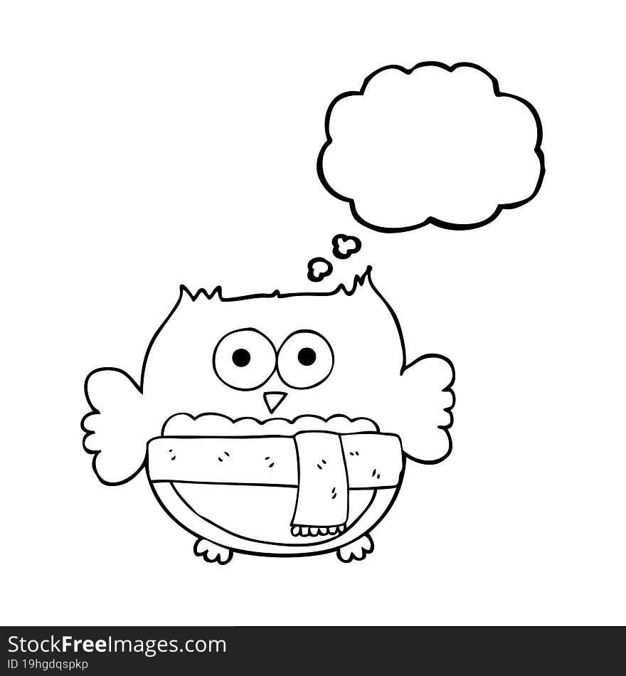 freehand drawn thought bubble cartoon cute owl