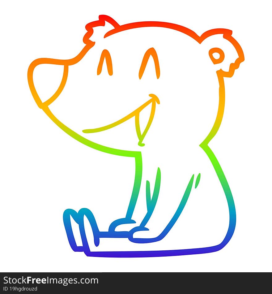 rainbow gradient line drawing sitting bear cartoon