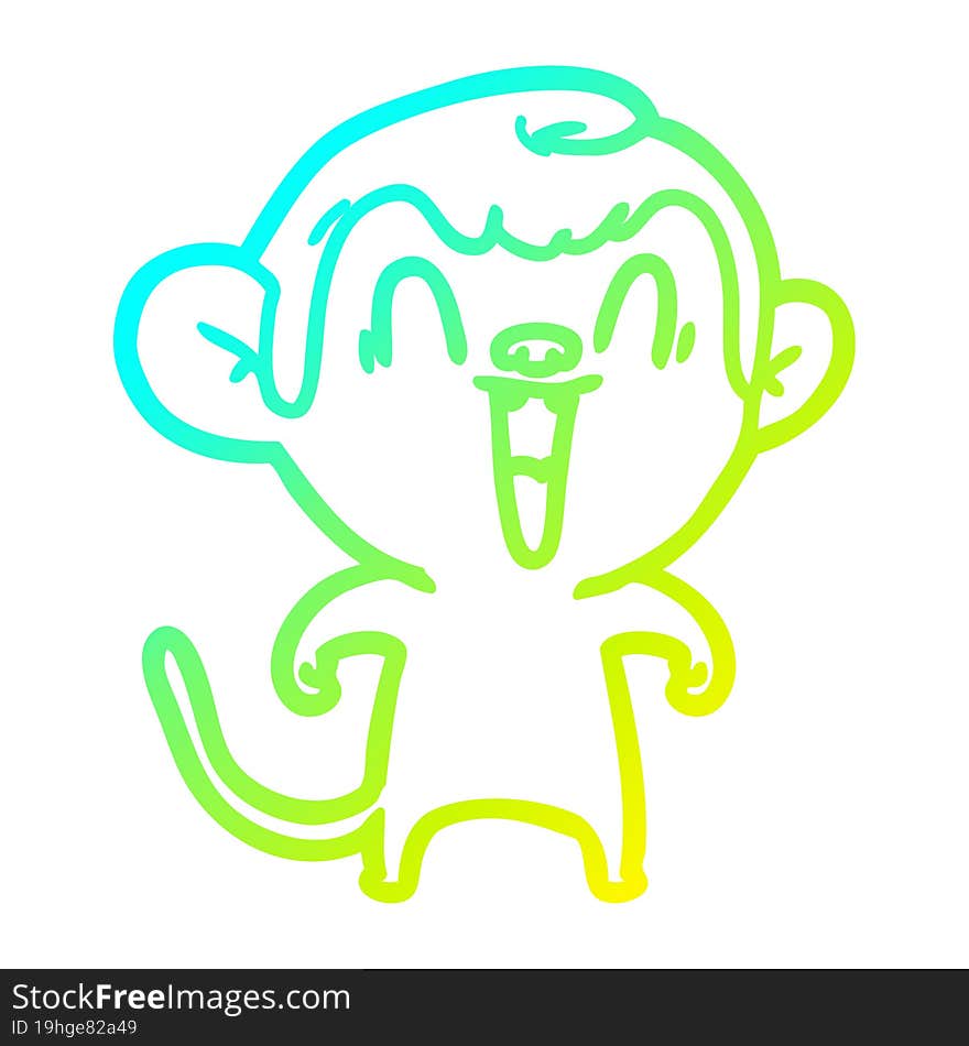 cold gradient line drawing cartoon laughing monkey