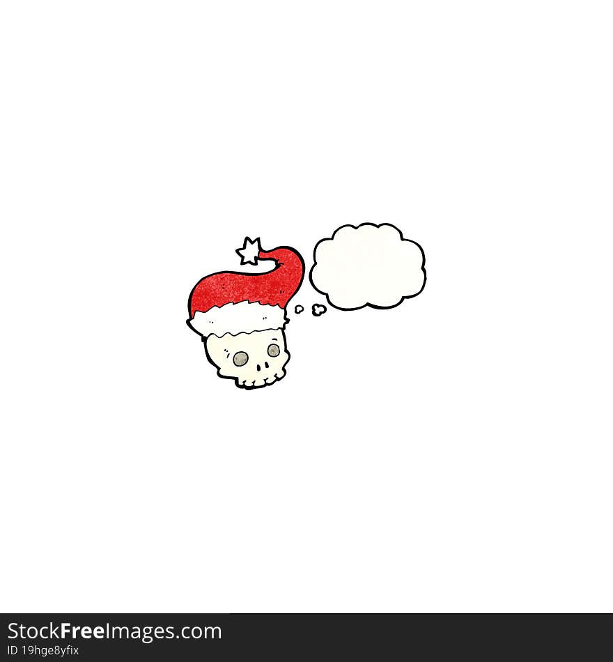 Cartoon Skull In Santa Hat