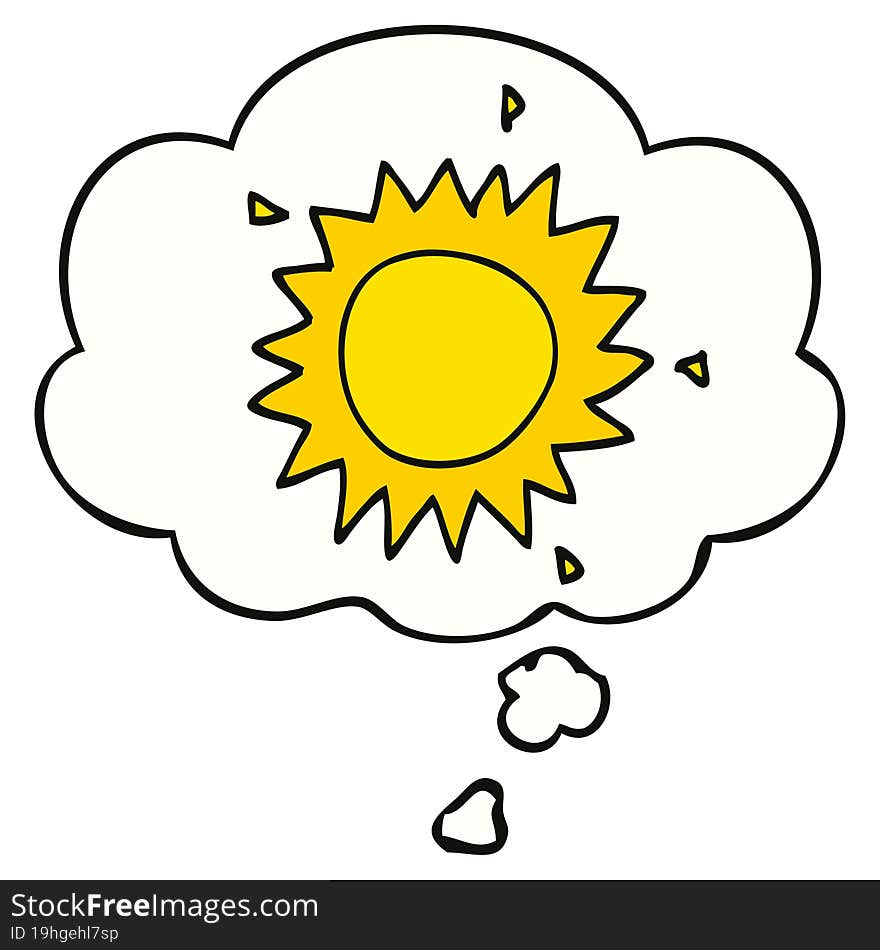 Cartoon Sun And Thought Bubble