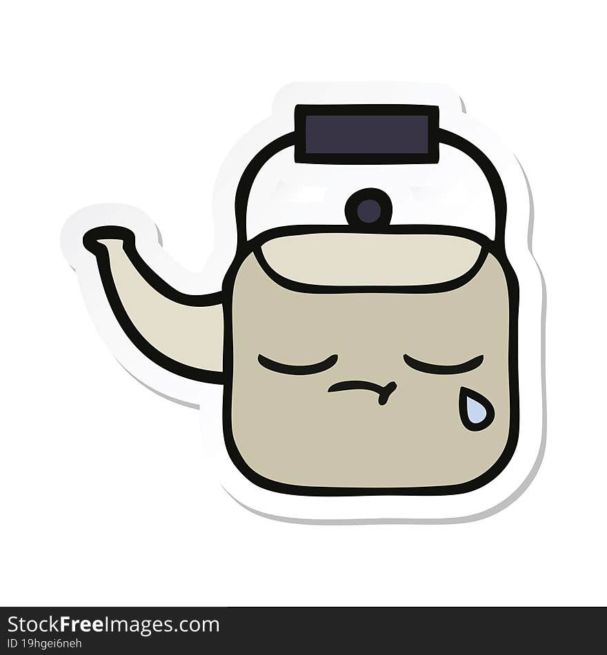 sticker of a cute cartoon kettle