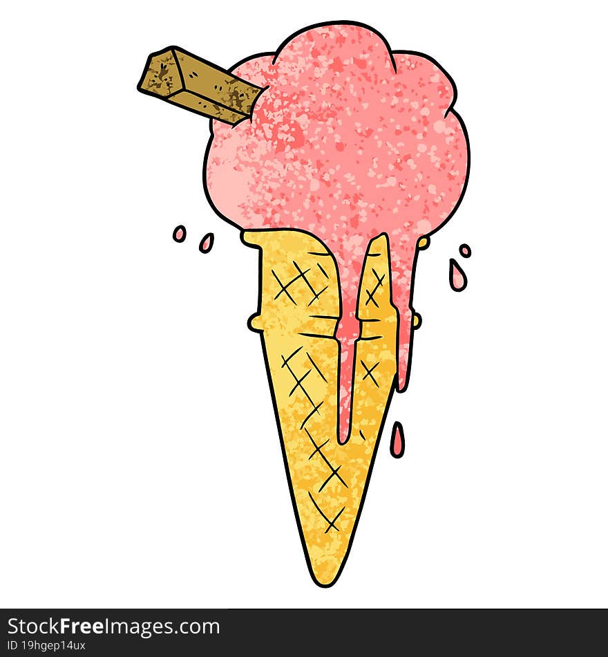 cartoon ice cream melting. cartoon ice cream melting