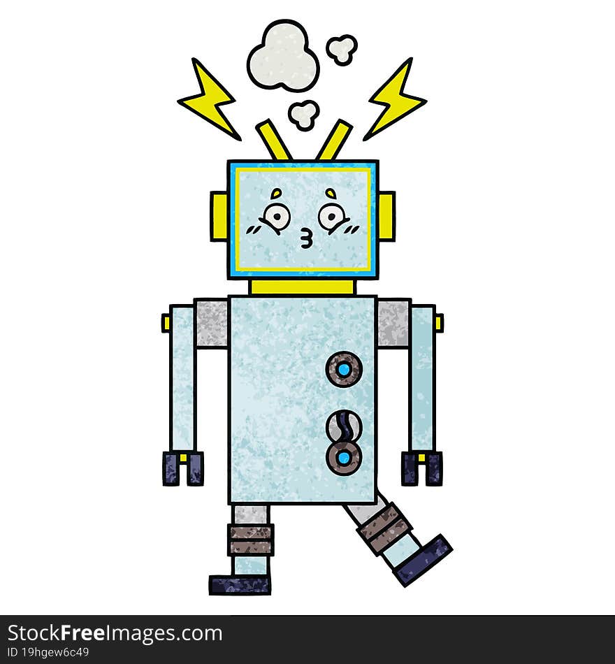 retro grunge texture cartoon of a robot