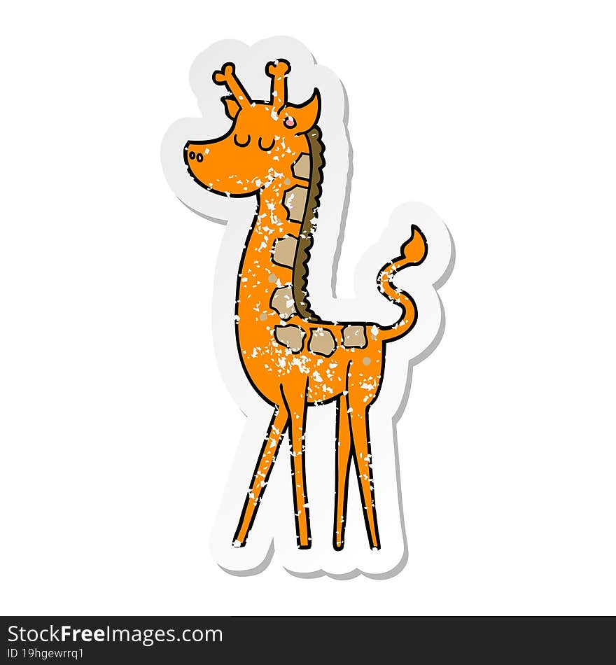 distressed sticker of a cartoon giraffe