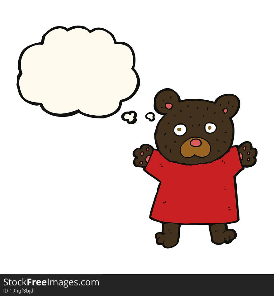 Cartoon Cute Black Bear With Thought Bubble