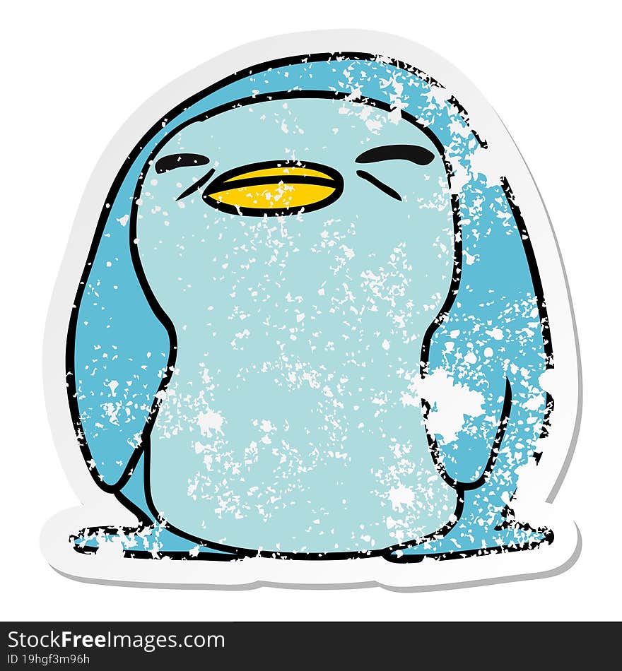 Distressed Sticker Cartoon Kawaii Of A Cute Penguin