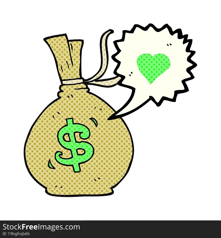 Comic Book Speech Bubble Cartoon Bag Of Money