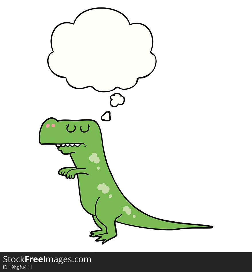 Cartoon Dinosaur And Thought Bubble