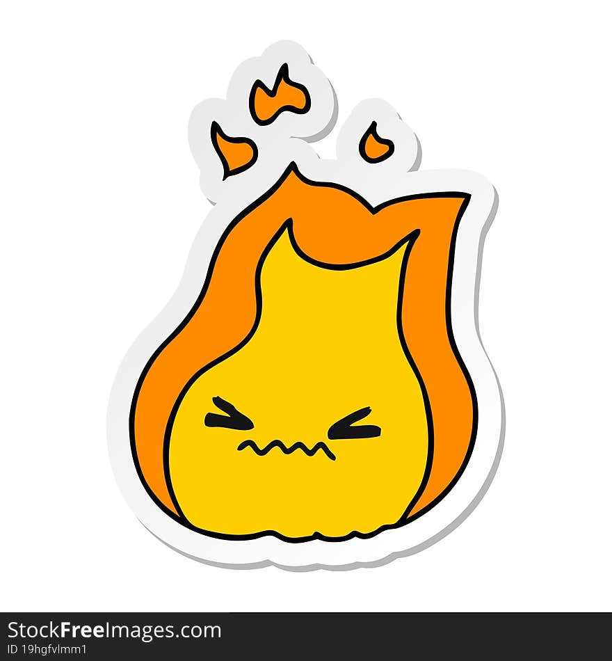 sticker cartoon of cute kawaii fire flame