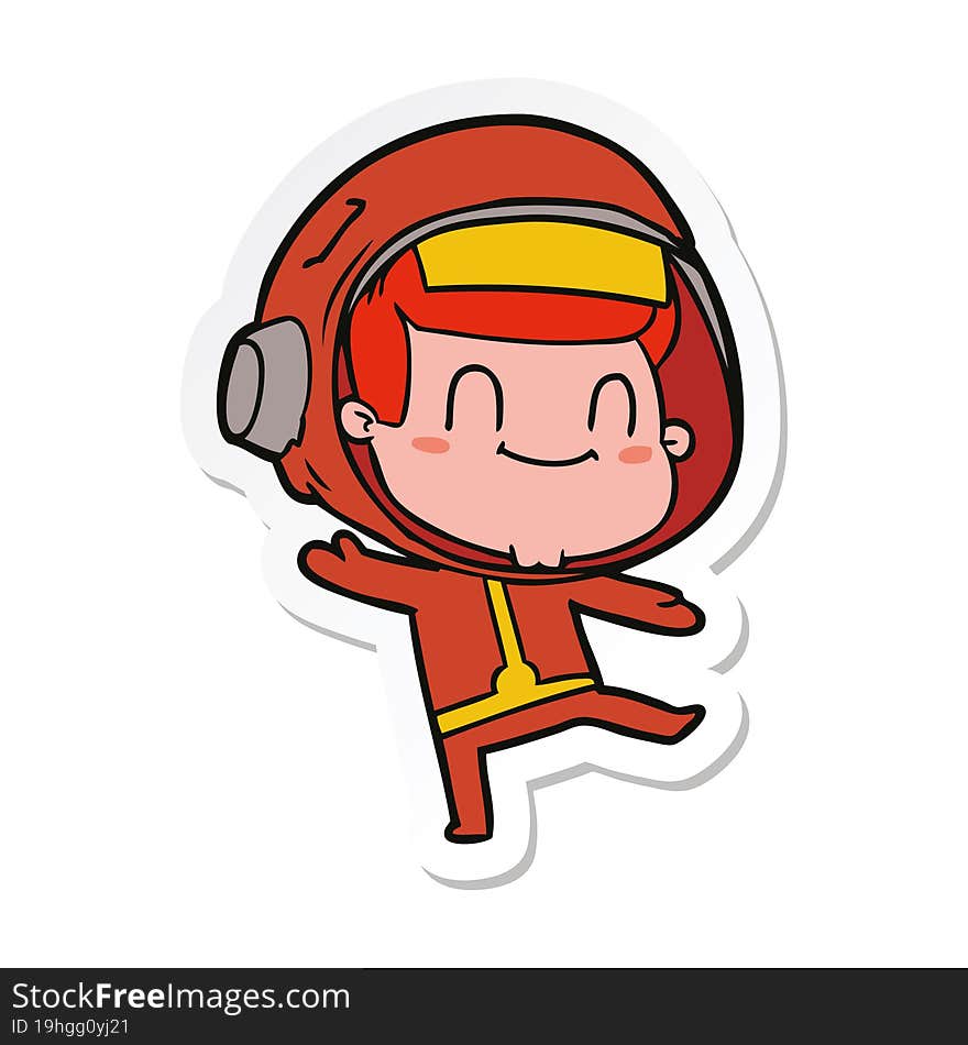 sticker of a happy cartoon astronaut man