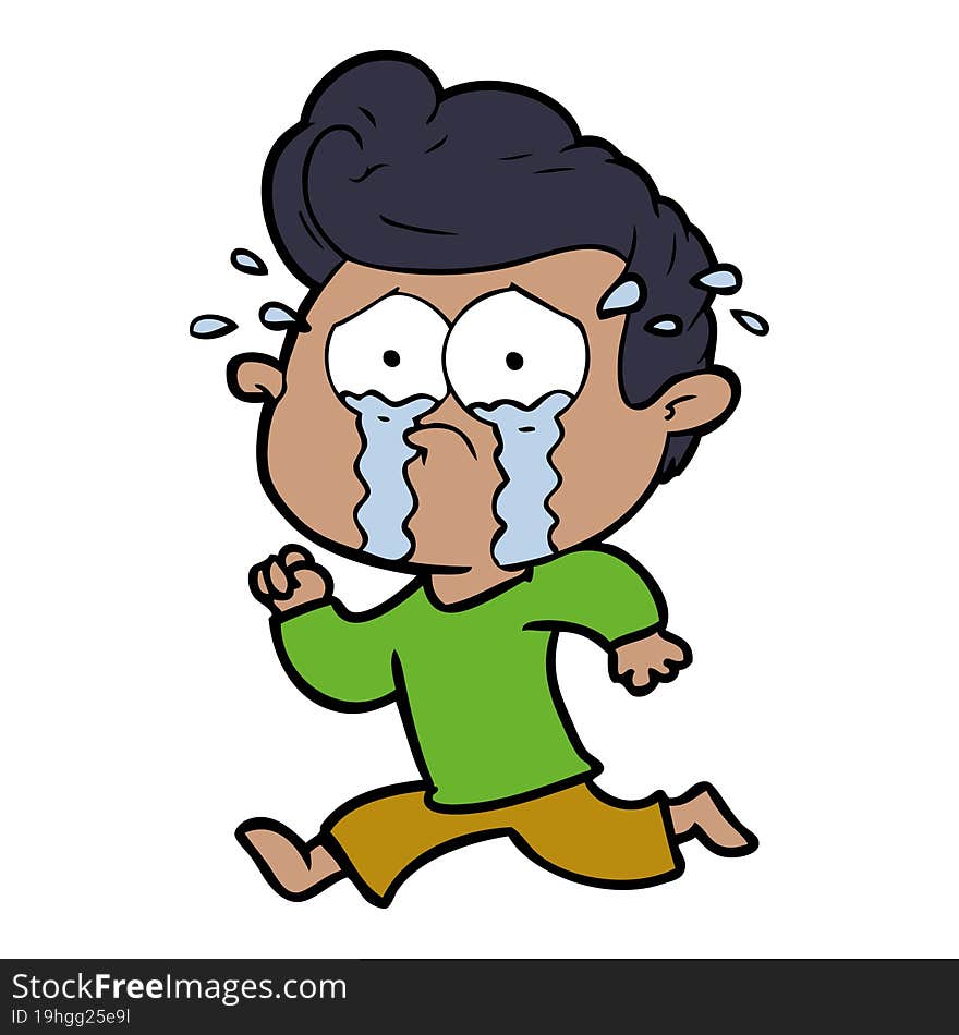 cartoon crying man running. cartoon crying man running