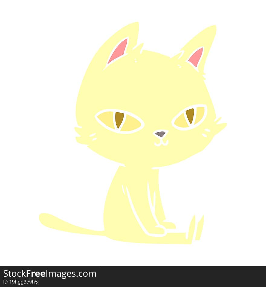 Flat Color Style Cartoon Cat Sitting