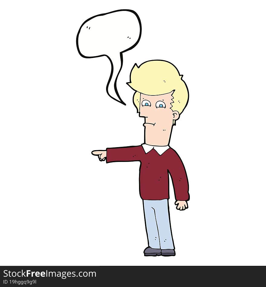 cartoon man pointing with speech bubble