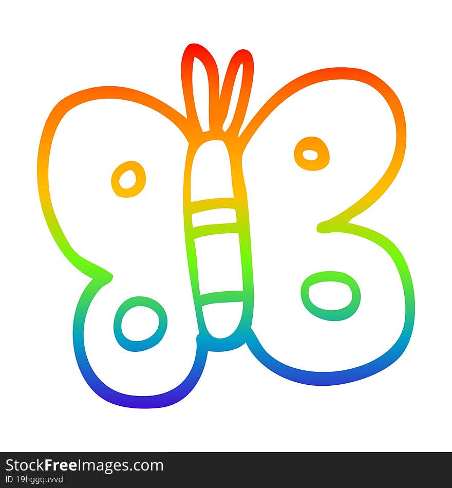 rainbow gradient line drawing cartoon butterfly