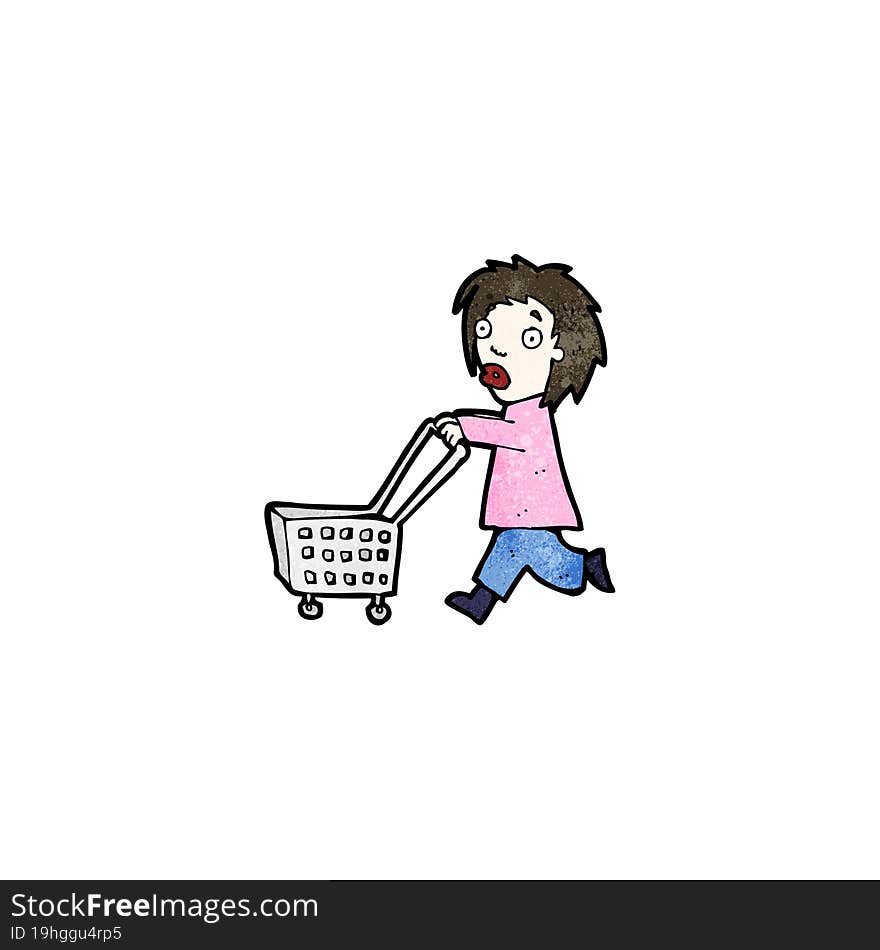 Cartoon Woman Shopping