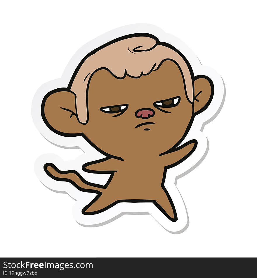 sticker of a cartoon annoyed monkey