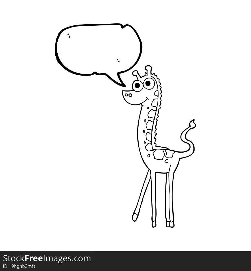 freehand drawn speech bubble cartoon giraffe