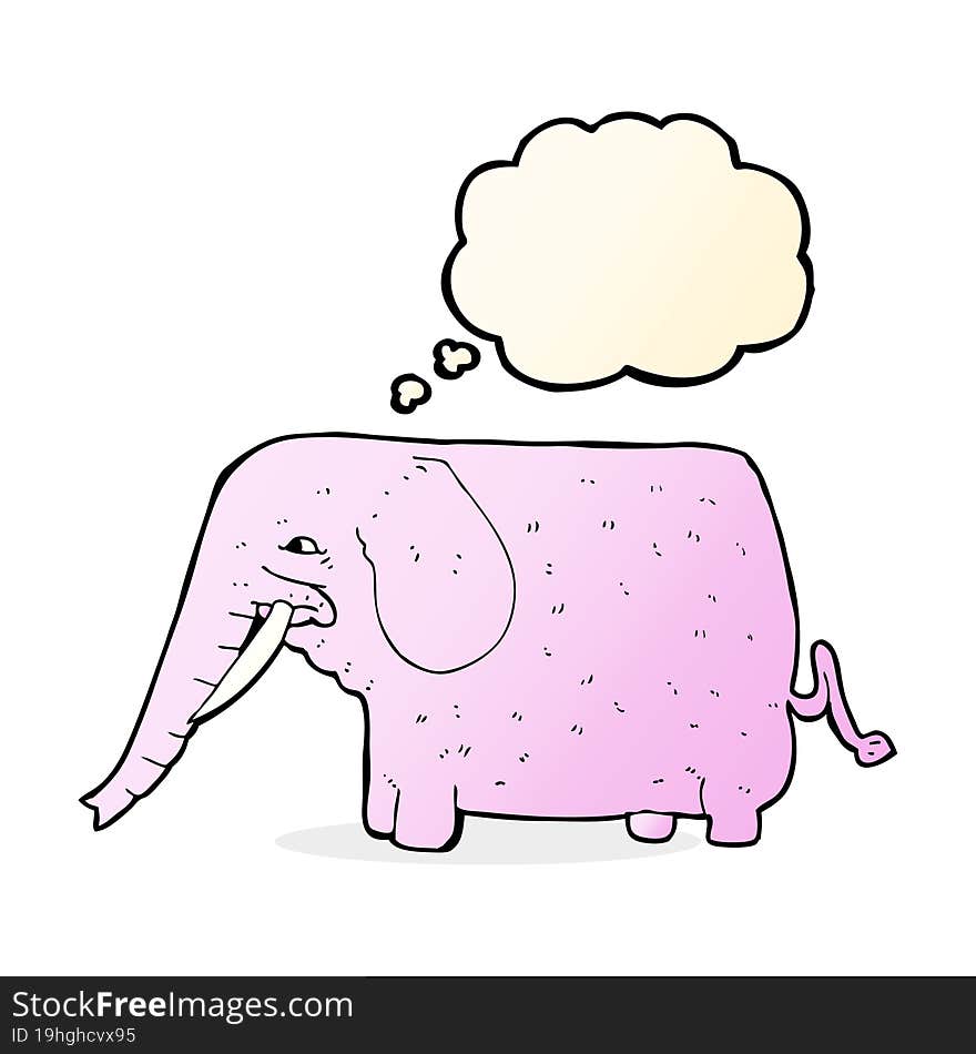 Cartoon Funny Elephant With Thought Bubble