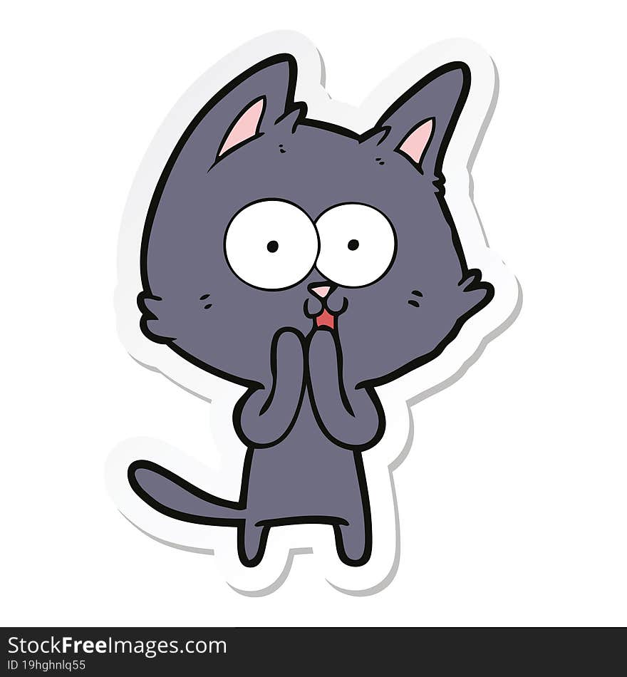 Sticker Of A Funny Cartoon Cat