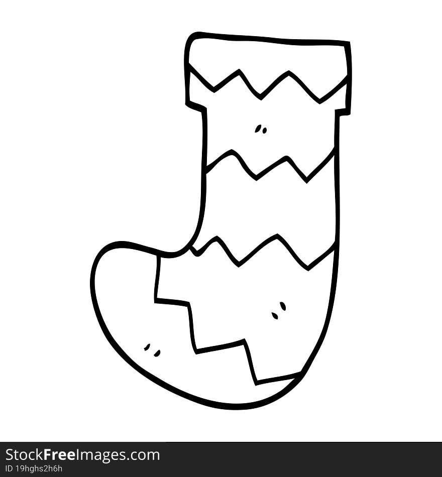 line drawing cartoon christmas stocking