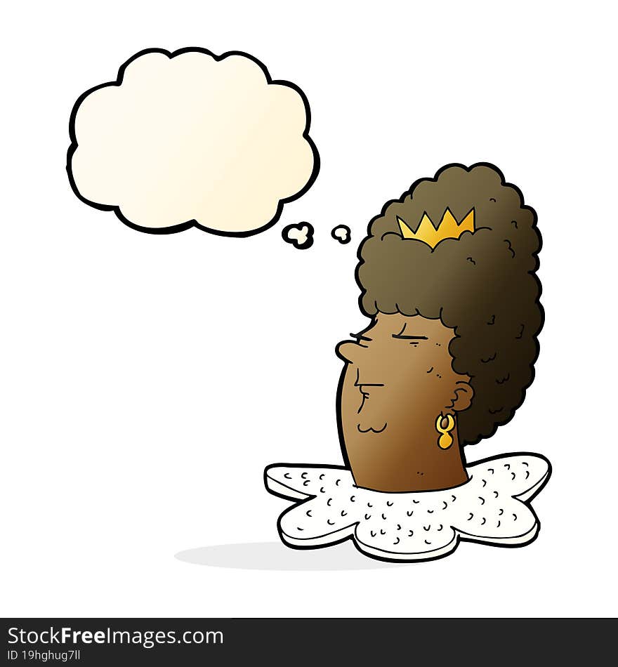 cartoon queen s head with thought bubble