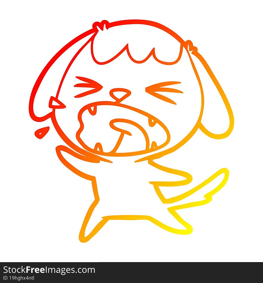 warm gradient line drawing of a cute cartoon dog barking