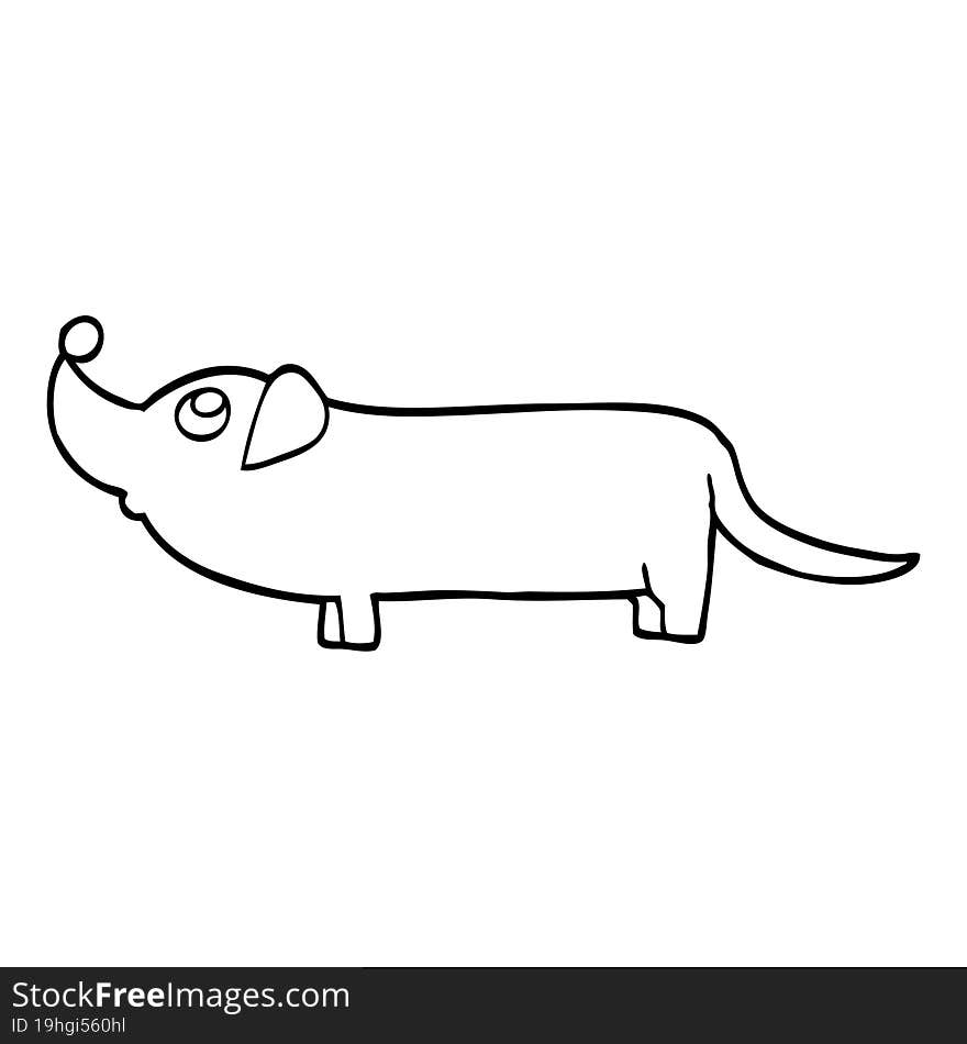 black and white cartoon dachshund