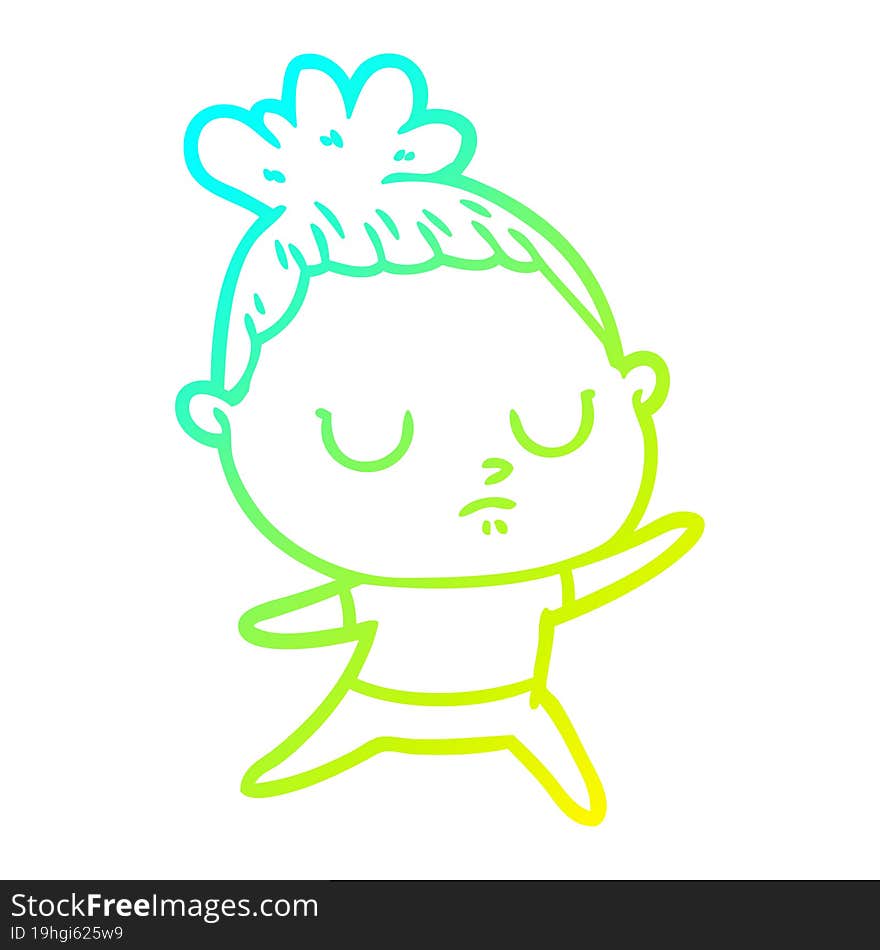 cold gradient line drawing cartoon calm woman