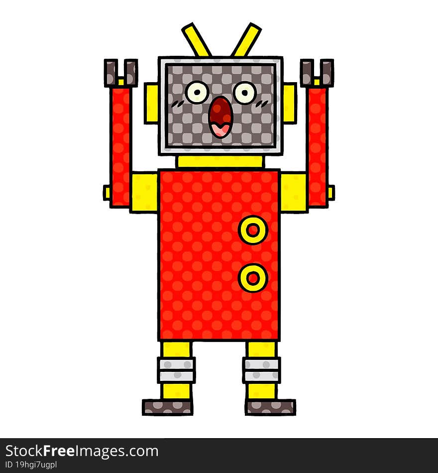 Comic Book Style Cartoon Robot