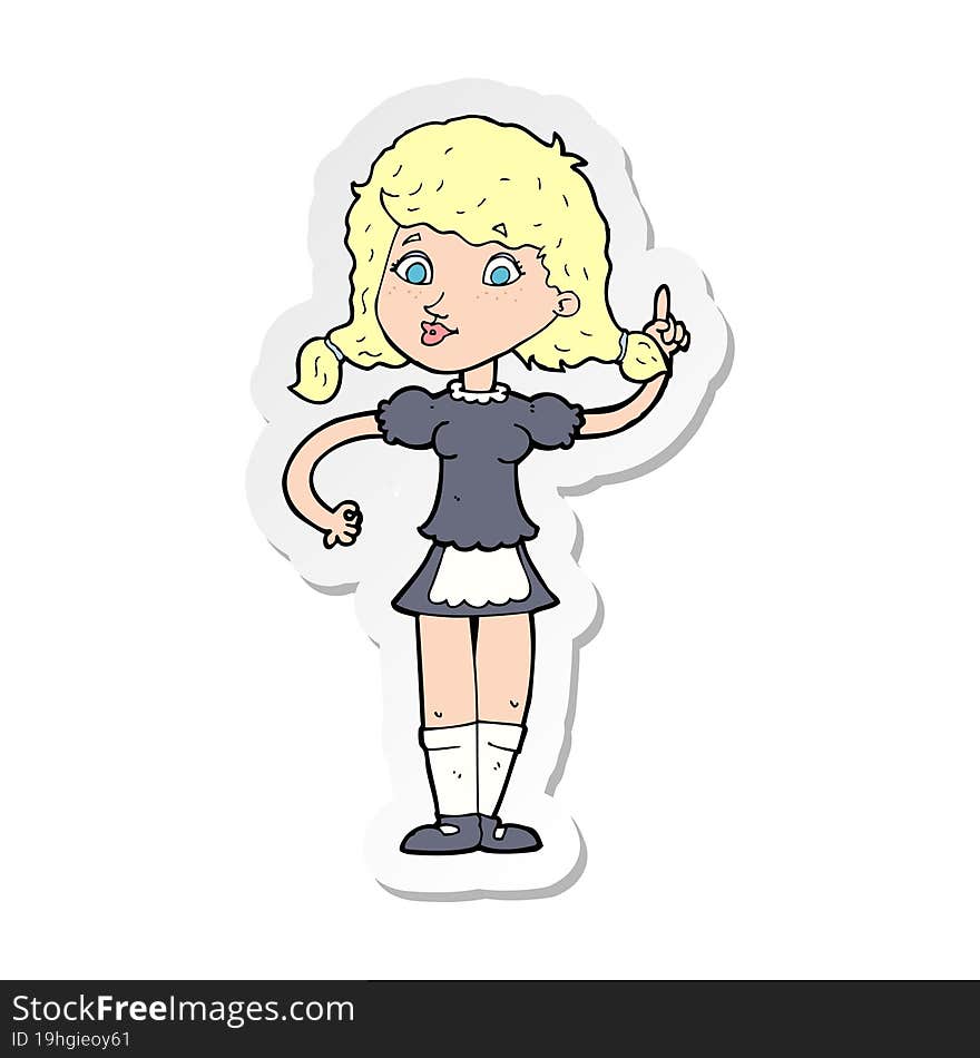 sticker of a cartoon pretty maid woman