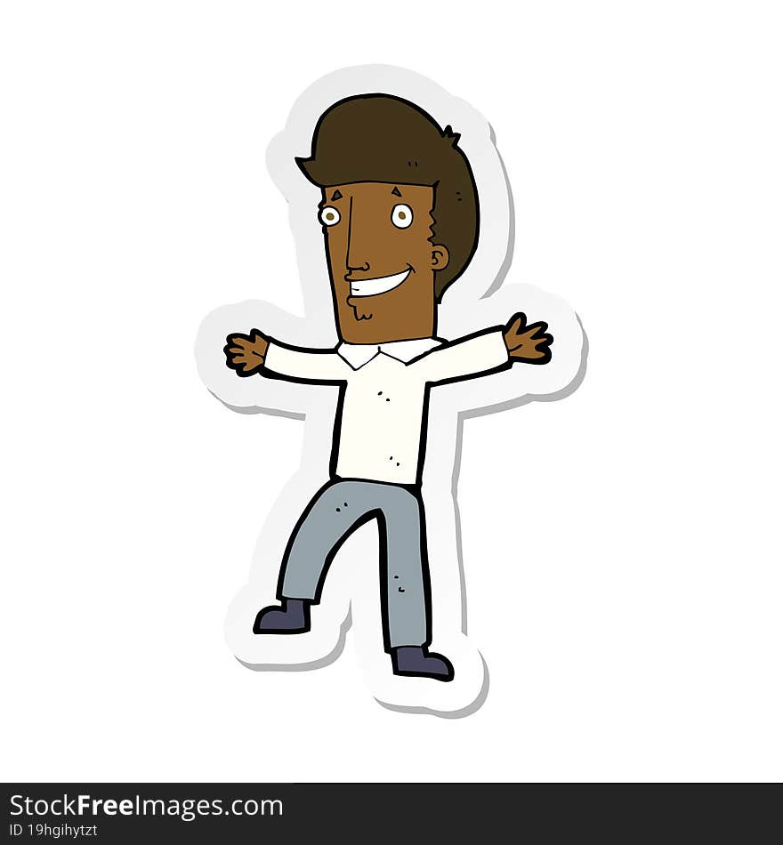 Sticker Of A Cartoon Happy Man