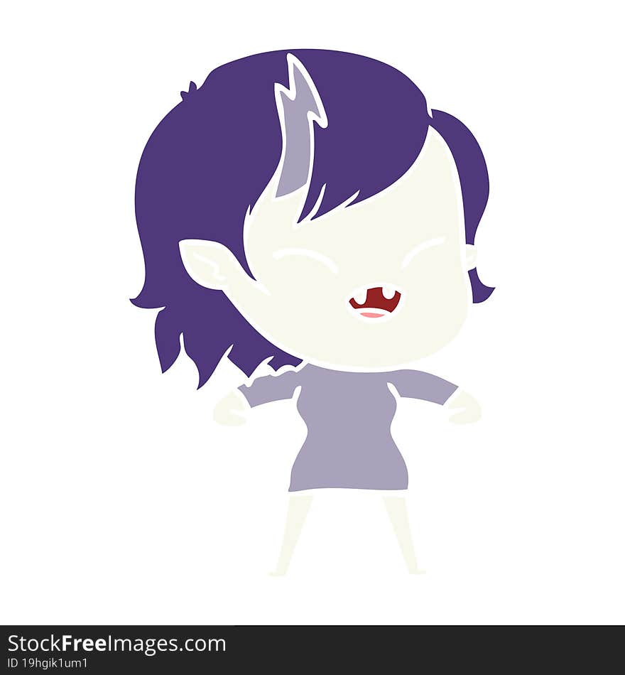 Flat Color Style Cartoon Laughing Vampire Girl