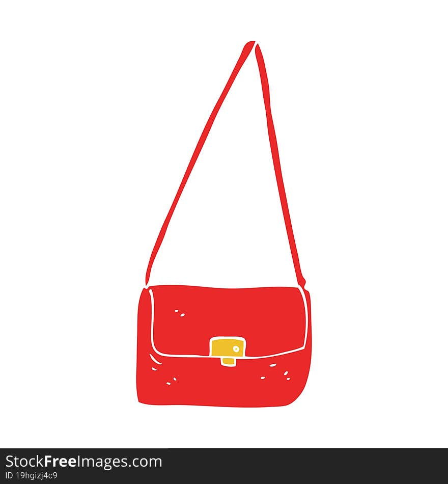 Flat Color Illustration Of A Cartoon Handbag