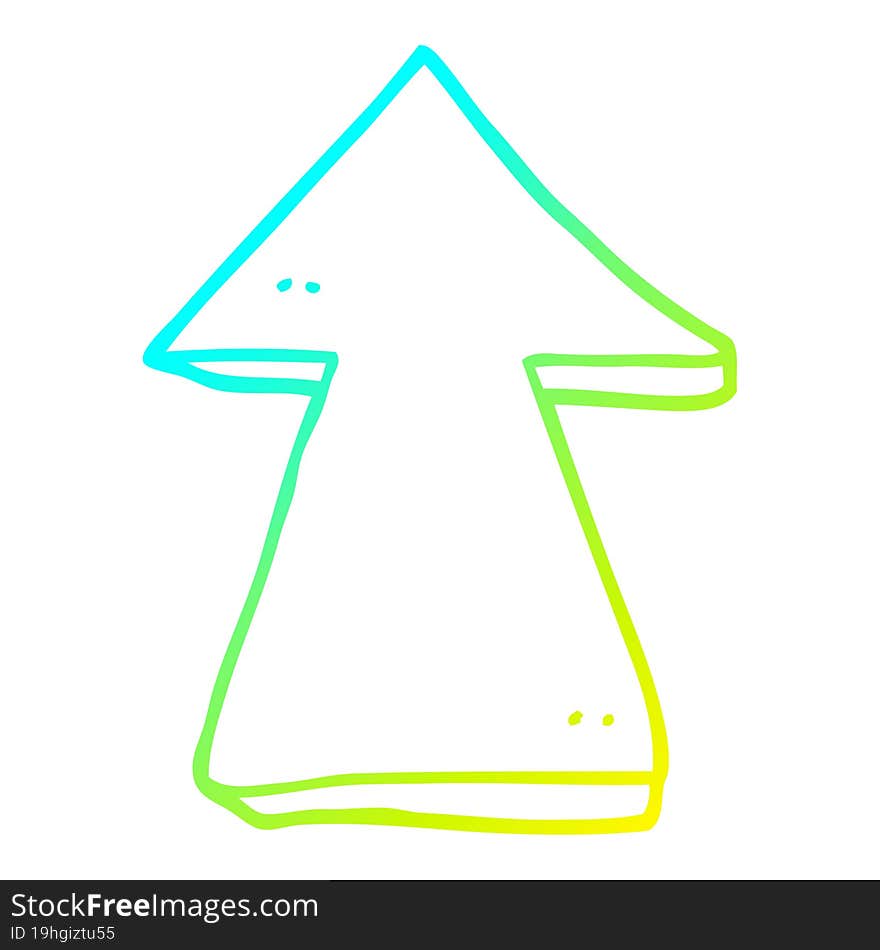 cold gradient line drawing cartoon pointing arrow