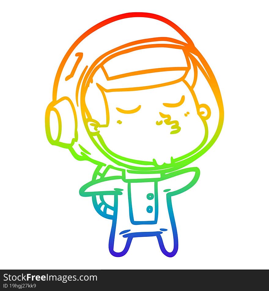 rainbow gradient line drawing cartoon confident astronaut