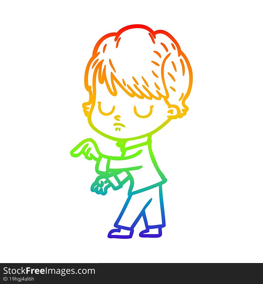 rainbow gradient line drawing of a cartoon woman