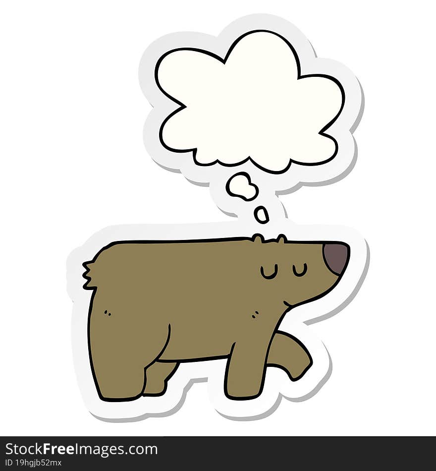 cartoon bear and thought bubble as a printed sticker