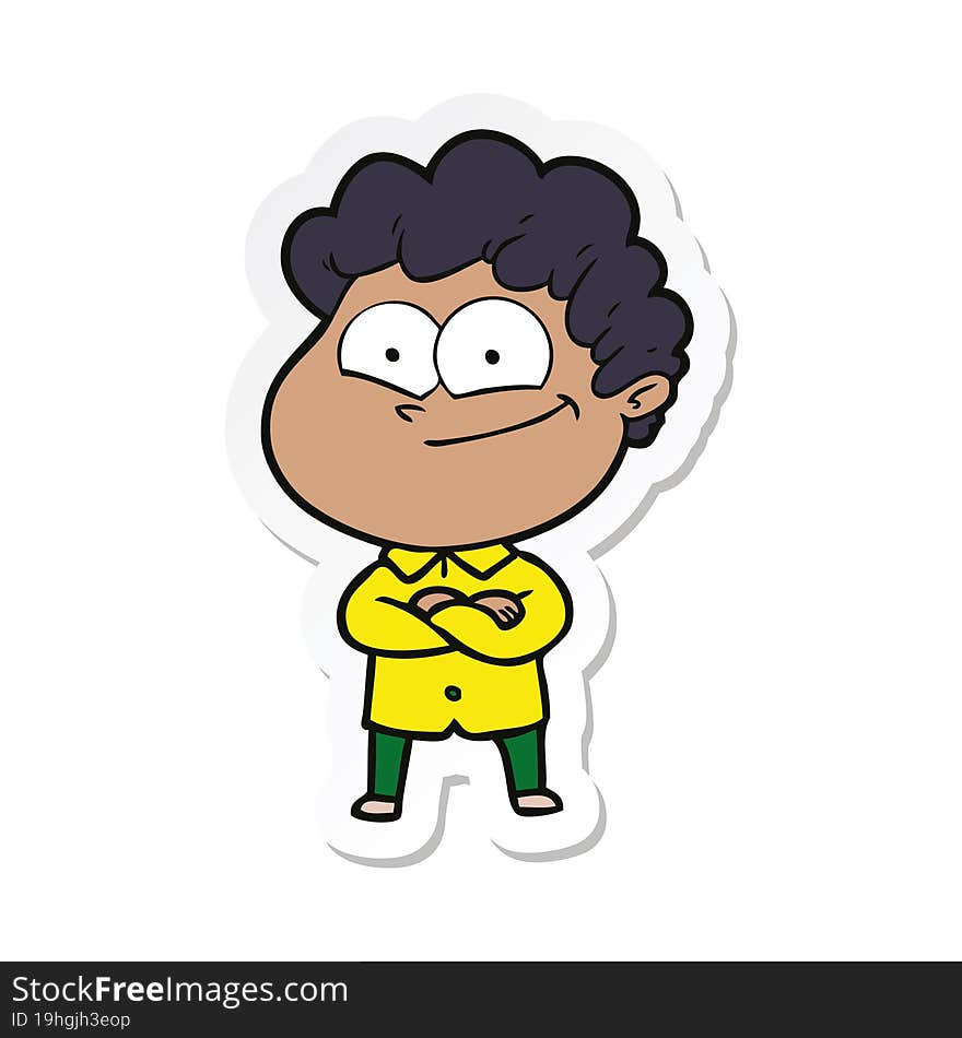 sticker of a cartoon happy man