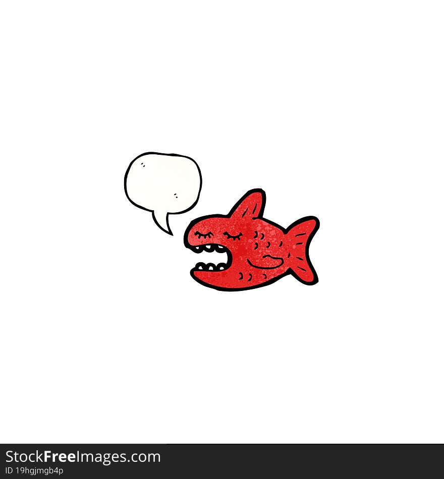 Cartoon Piranha With Speech Bubble