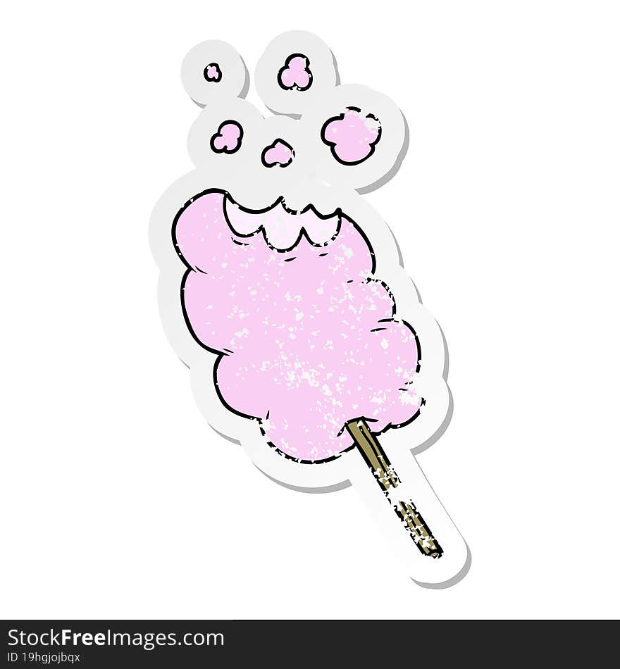 distressed sticker of a cartoon candy floss