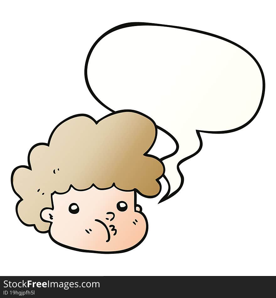 cartoon boy and speech bubble in smooth gradient style